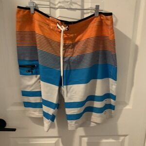 O'Neill Men's Shorts 38 Colorful Swim Trunks Beach‎ Surf Orange Blue
